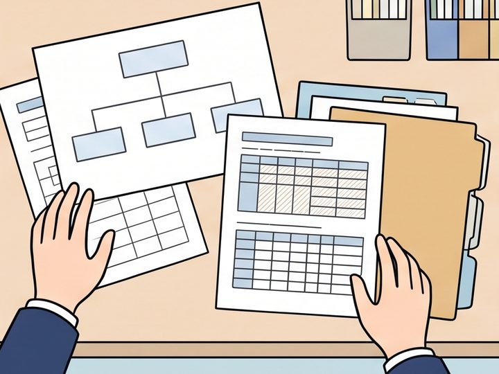 相続の書類を整理するイラスト