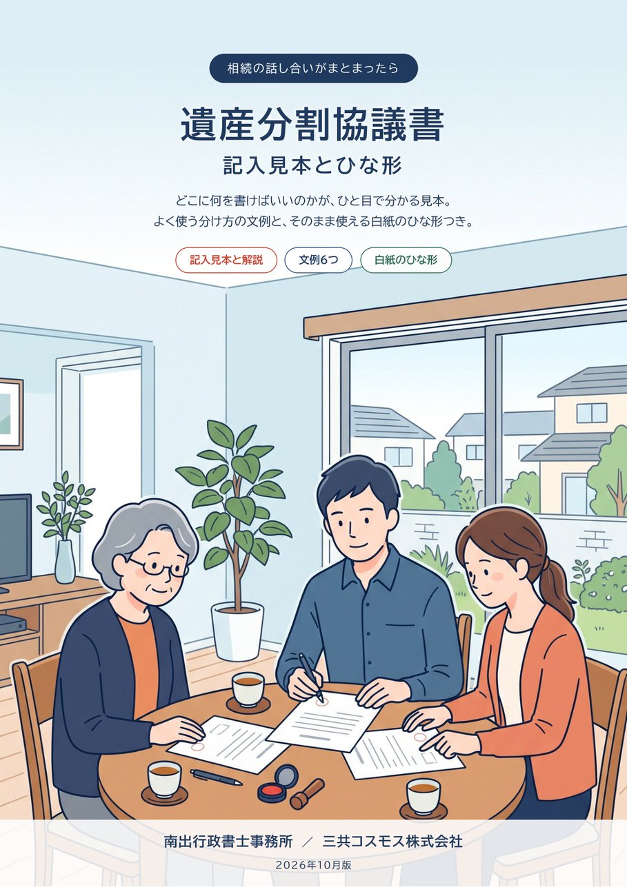遺産分割協議書の記入見本とひな形の表紙