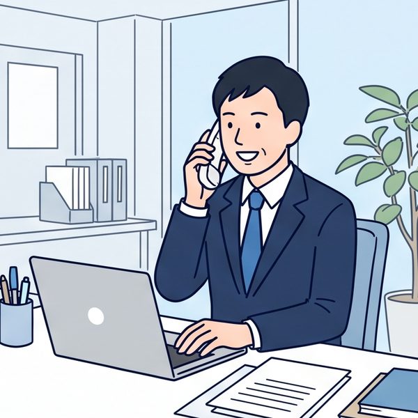 電話で相談に応じる行政書士のイラスト