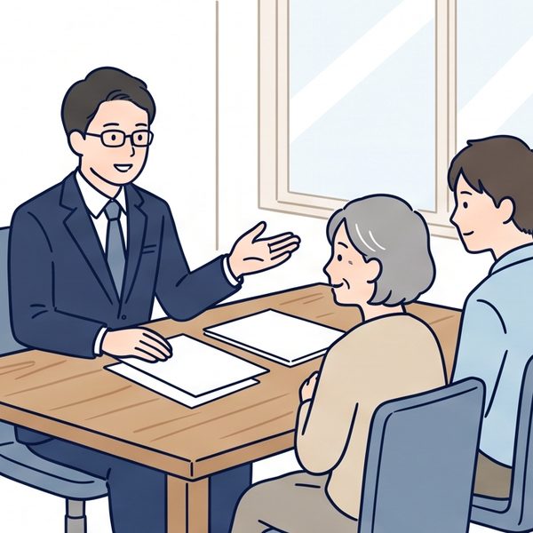相続の書類を整理する行政書士のイラスト